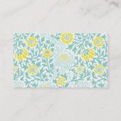 Mint Aqua en Geel Retro Bloemen Damask Visitekaartje (Achterkant)
