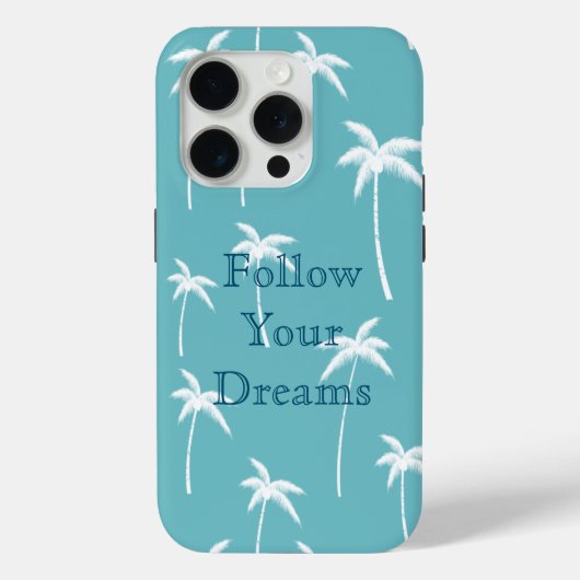 Mint Aqua en witte palmbomen Case-Mate iPhone Case (Achterkant)