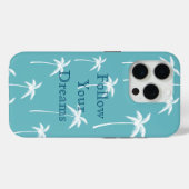 Mint Aqua en witte palmbomen Case-Mate iPhone Case (Achterkant (horizontaal))