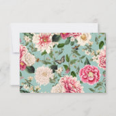  Mint Aqua Floral Garden Wedding RSVP (Achterkant)