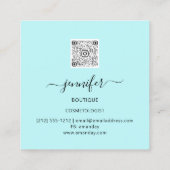 Mint Aqua Floral QRCode Logo Square Insert Beauty Vierkante Visitekaartje (Achterkant)