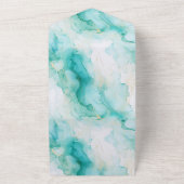 Mint Aqua Glam Elegant Goud Marmer All In One Uitnodiging (Buitenkant)