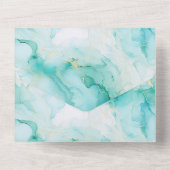 Mint Aqua Glam Elegant Goud Marmer All In One Uitnodiging (Achterkant)