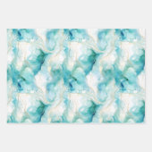 Mint Aqua Glam Elegant Goud Marmer Inpakpapier Vel (Voorkant 3)