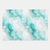 Mint Aqua Glam Elegant Goud Marmer Inpakpapier Vel (Voorkant)