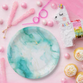 Mint Aqua Glam Elegant Goud Marmer Papieren Bordje (Feest)