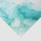 Mint Aqua Glam Elegant Goud Marmer Tissuepapier (Detail)