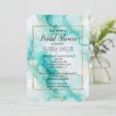 Mint Aqua Glam Elegante Goud Marmer Kaart (Staand voorkant)