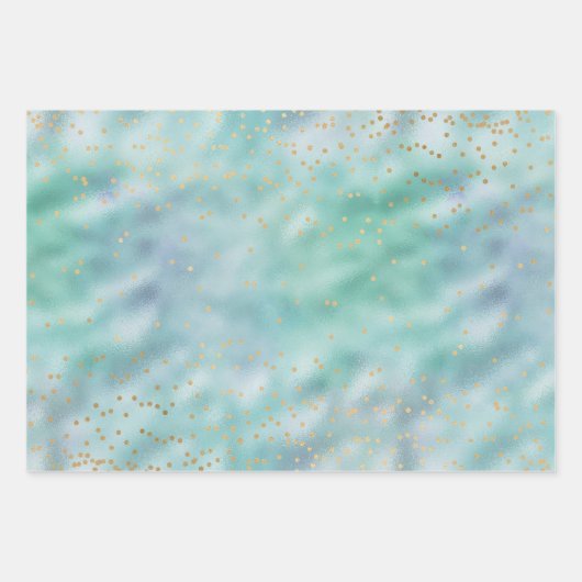 Mint Aqua Gold Confetti dromerige libellen Inpakpapier Vel (Voorkant 3)