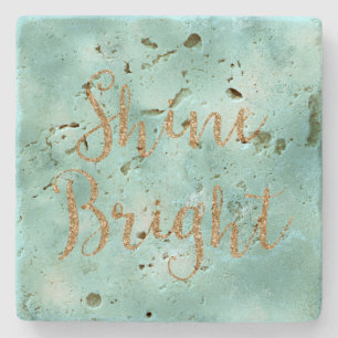Mint Aqua Gold Glitter Shine Stenen Onderzetter
