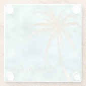 Mint Aqua Gold Palm Tree Glitter Dream Glazen Onderzetter (Achterkant)