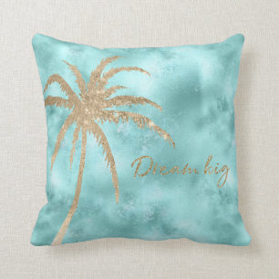 Mint Aqua Gold Palm Tree Glitter Dream       Kussen