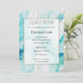 Mint Aqua Gold Zeemeermin Ink Marmer Kaart (Staand voorkant)