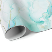 Mint Aqua Goud Inkt Marmer Cadeaupapier (Rol Hoek)
