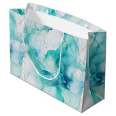 Mint Aqua Goud Inkt Marmer Groot Cadeauzakje (Achterkant Gekanteld)
