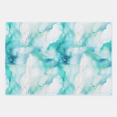 Mint Aqua Goud Inkt Marmer Inpakpapier Vel (Voorkant)