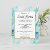 Mint Aqua Goud Inkt Marmer Kaart (Staand voorkant)