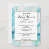 Mint Aqua Goud Inkt Marmer Kaart (Voorkant)