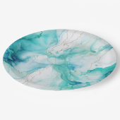 Mint Aqua Goud Inkt Marmer Papieren Bordje (Gekanteld)