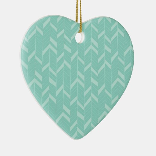 Mint Aqua Herringbone Keramisch Ornament (Rechts)