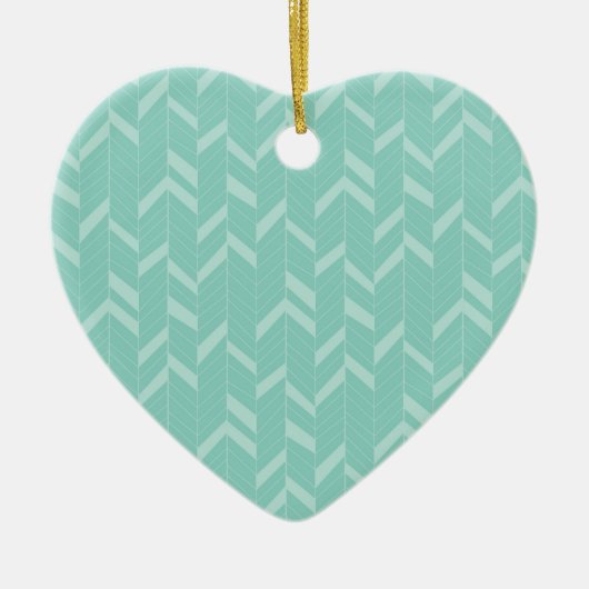 Mint Aqua Herringbone Keramisch Ornament (Voorkant)