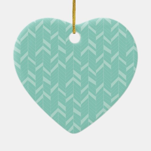 Mint Aqua Herringbone Keramisch Ornament (Achterkant)
