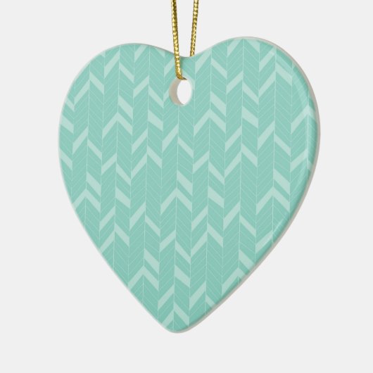 Mint Aqua Herringbone Keramisch Ornament (Links)