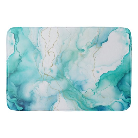 Mint Aqua Ink Marmer Badmat (Voorkant)