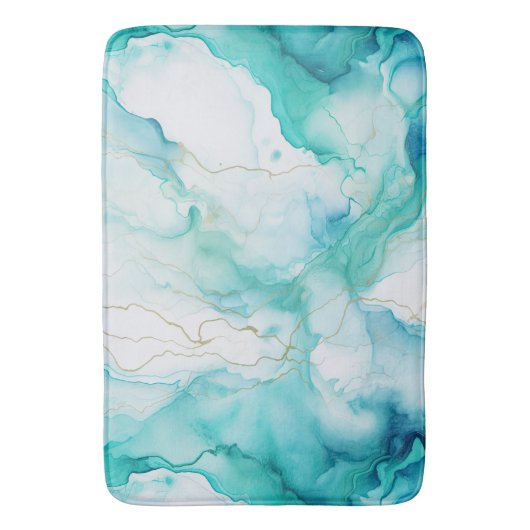 Mint Aqua Ink Marmer Badmat (Voorkant Verticaal)