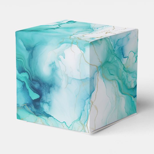 Mint Aqua Ink Marmer Bedankdoosjes (Achterkant)