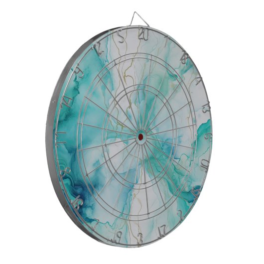 Mint Aqua Ink Marmer Dartbord (Voorkant Links)