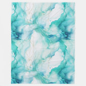 Mint Aqua Ink Marmer Fleece Deken (Voorkant)