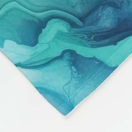 Mint Aqua Ink Marmer Fleece Deken (Hoek)