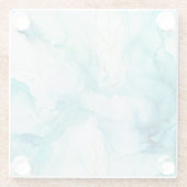 Mint Aqua Ink Marmer Glazen Onderzetter (Achterkant)