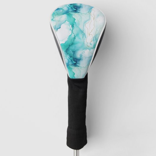 Mint Aqua Ink Marmer Golfheadcover (Voorkant)
