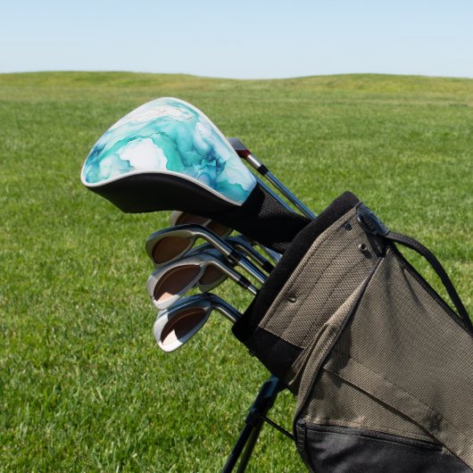 Mint Aqua Ink Marmer Golfheadcover (Insitu)
