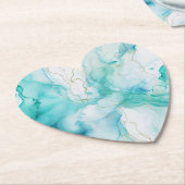 Mint Aqua Ink Marmer Kartonnen Onderzetters (Gekanteld)