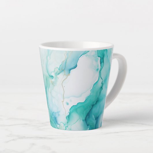 Mint Aqua Ink Marmer Latte Mok (Rechterhoek)