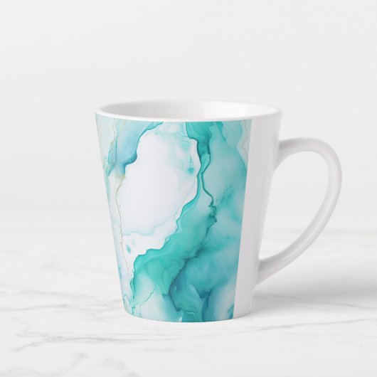 Mint Aqua Ink Marmer Latte Mok (Rechts)