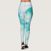Mint Aqua Ink Marmer Leggings (Achterkant)