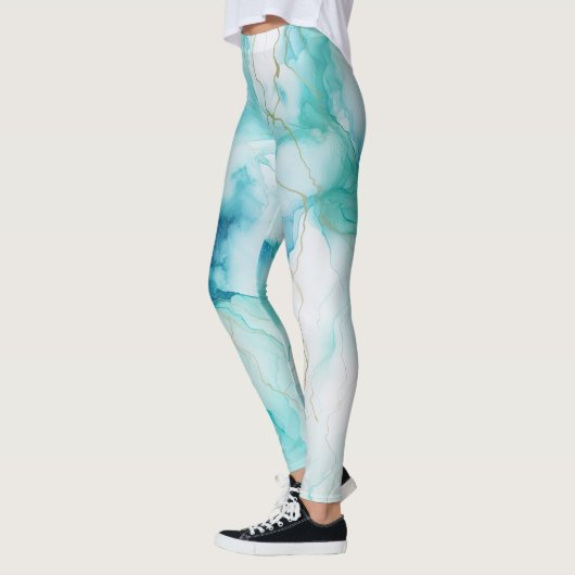Mint Aqua Ink Marmer Leggings (Links)