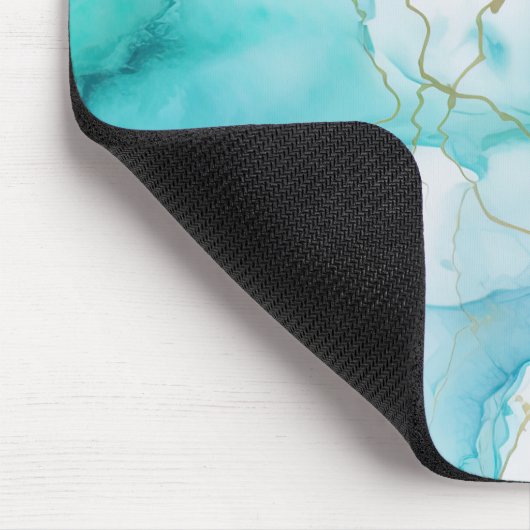 Mint Aqua Ink Marmer Muismat (Hoek)