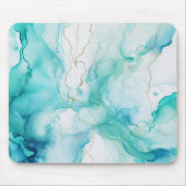 Mint Aqua Ink Marmer Muismat (Voorkant)