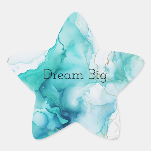 Mint Aqua Ink Marmer Ster Sticker (Voorkant)