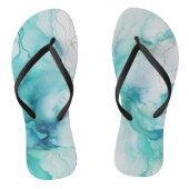 Mint Aqua Ink Marmer Teenslippers (Voetbed)