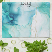 Mint Aqua Ink Marmer Theedoek (Gevouwen)