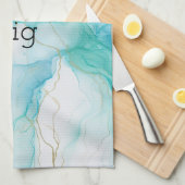 Mint Aqua Ink Marmer Theedoek (Quarter Fold)