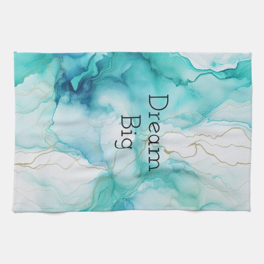 Mint Aqua Ink Marmer Theedoek (Horizontaal)