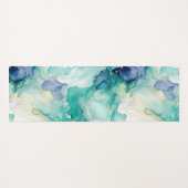 Mint Aqua Ink Marmer Yogamat (Achterkant (horizontaal))