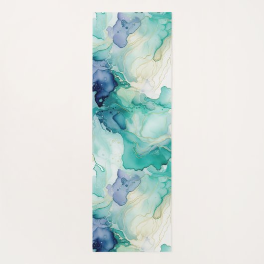 Mint Aqua Ink Marmer Yogamat (Achterkant)